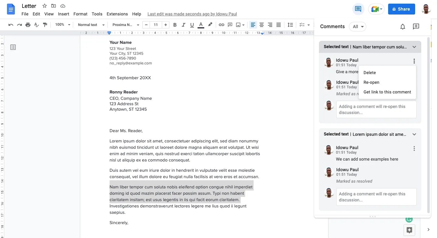 How to Recover Resolved Comments in Google Docs