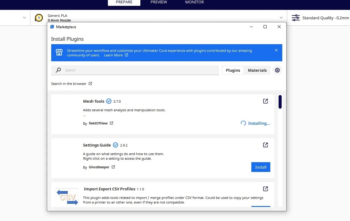 How to split an object into multiple parts in Cura Tech Mesy