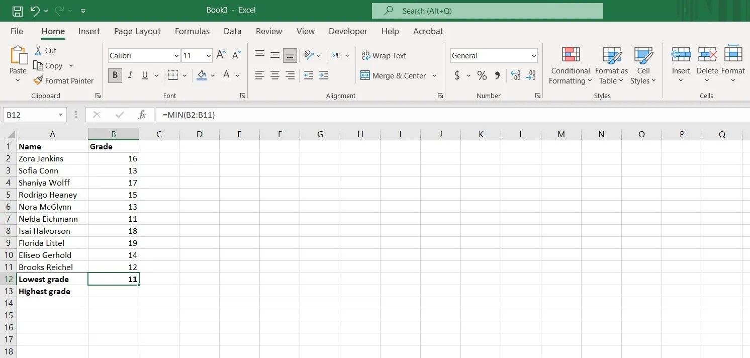 How to Find the Largest or Smallest Number in an Excel Series
