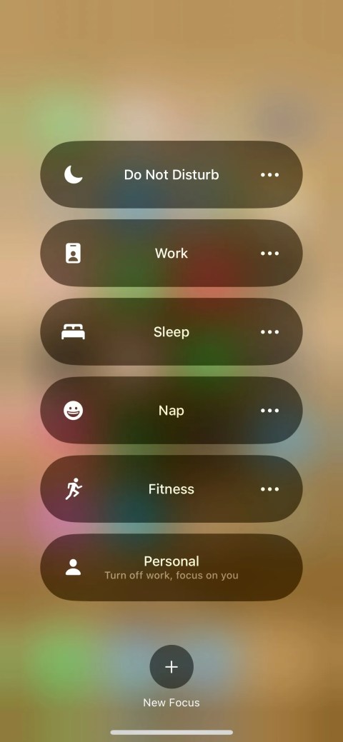 Screenshot of Apple Focus Mode switch on menu