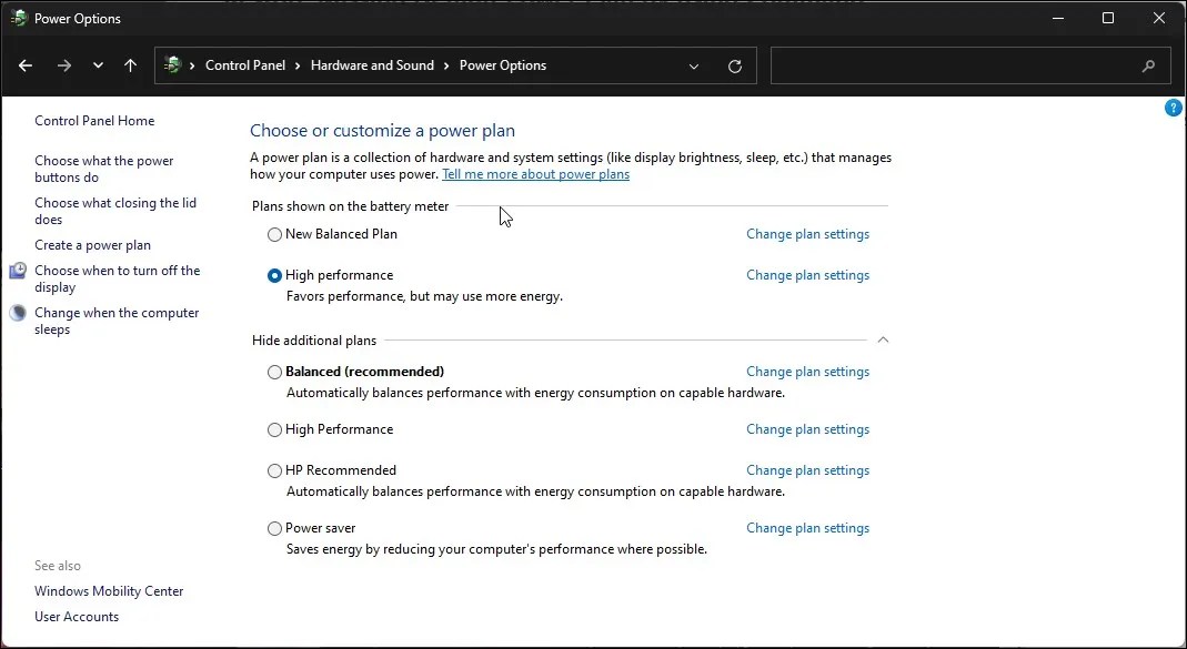 How to Restore Missing Default Power Plans on Windows 11