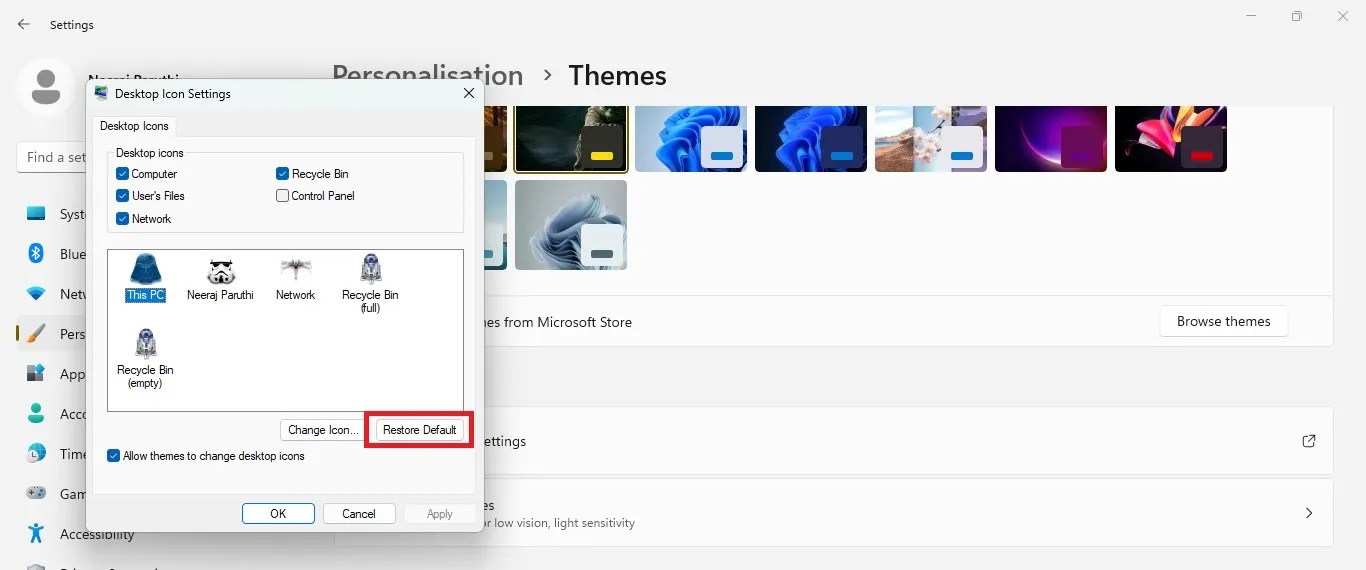How to Keep Default Desktop Icons and Mouse Pointer While Changing