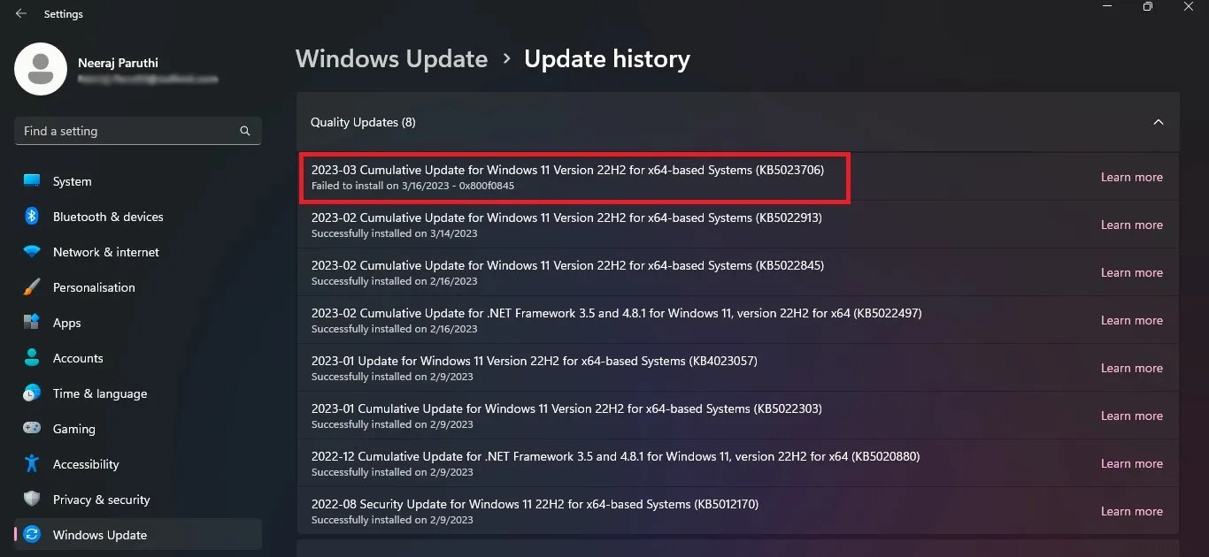 What to Do When the 0x800f0845 Error Causes Failed Windows Updates