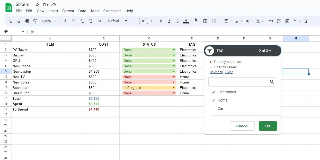 How to Use Slicers in Google Sheets to Quickly Filter Data
