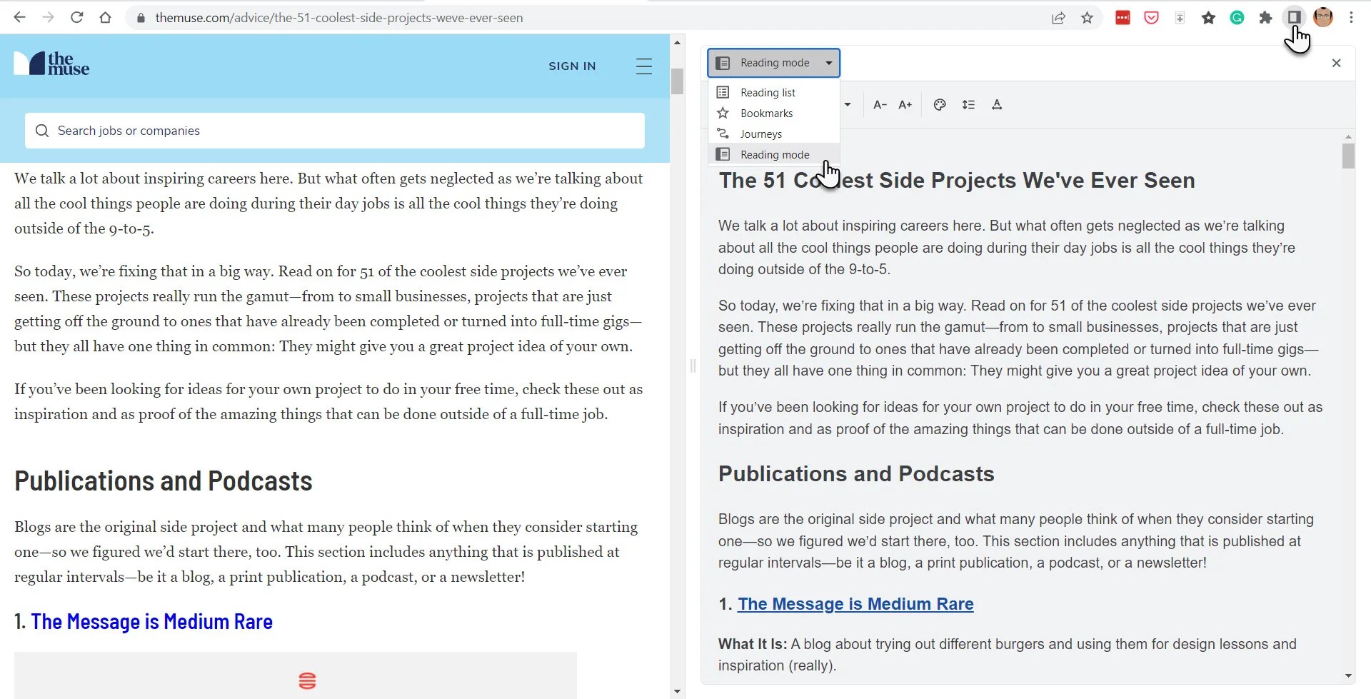 How Chrome's Reading Mode Makes the  Easier to Read