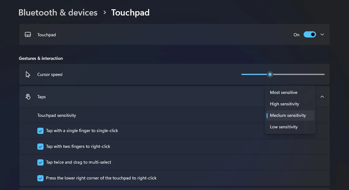 How to Change Touchpad Sensitivity on Windows 11 Laptops