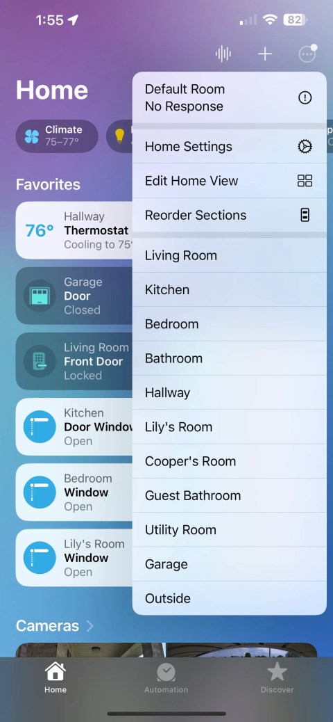iOS 16 Home App More Button Options