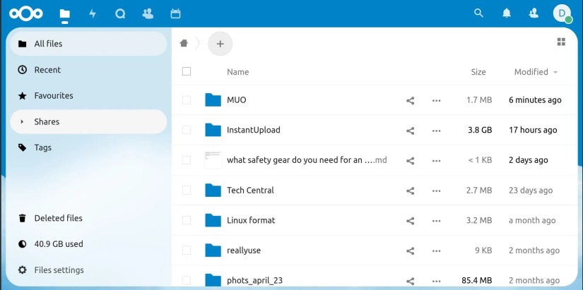 nextcloud files view on Raspberry Pi