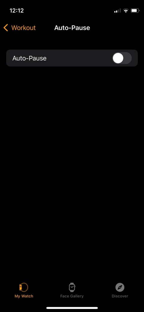 Apple Watch app Autopause switch