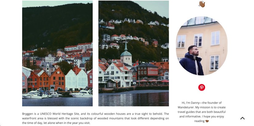 A blog website with someone&rsquo;s travel photos