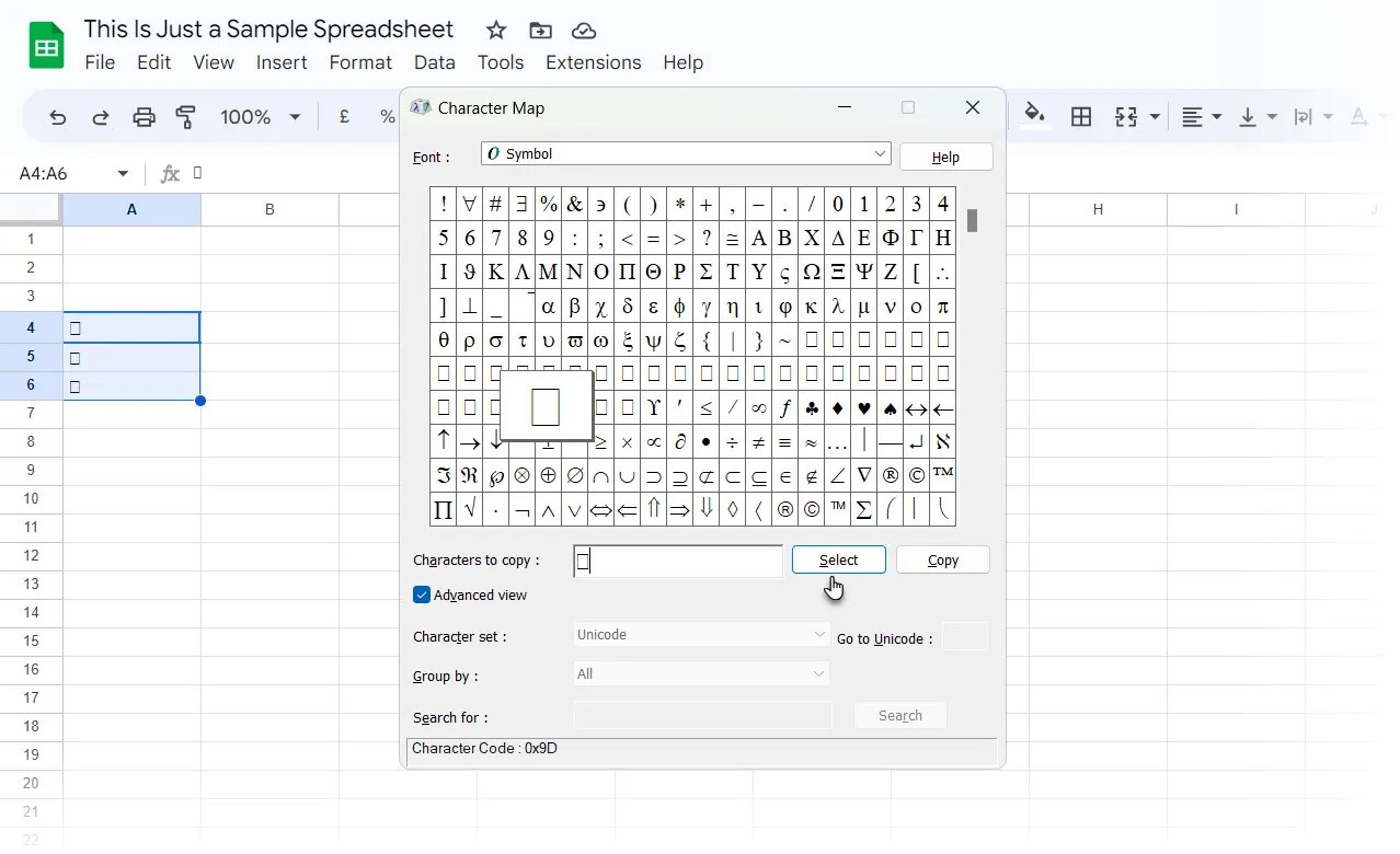 How to Insert Special Symbols and Characters in Google Sheets