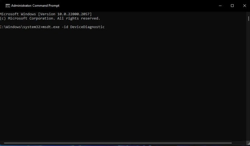 The Hardware and Devices troubleshooter command