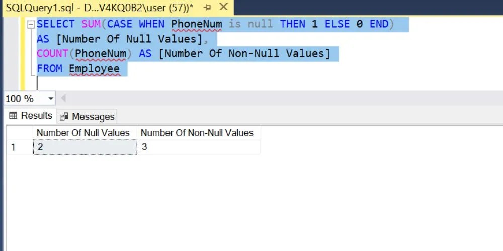 How to Count SQL NULL and NOT NULL Values in a Column
