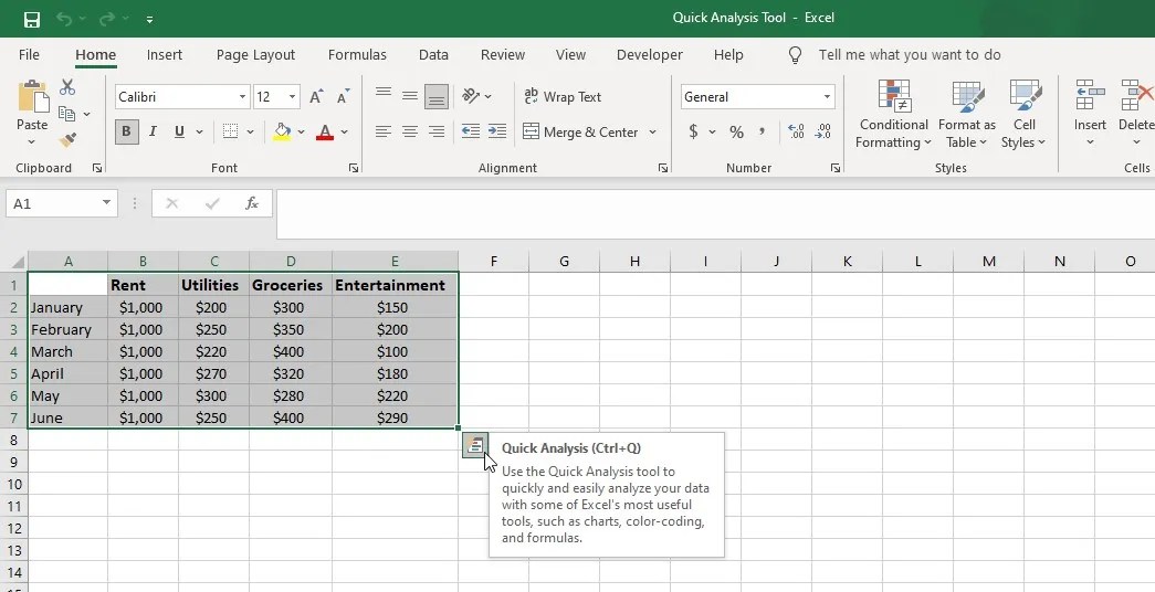 How to Use the Quick Analysis Tool in Excel