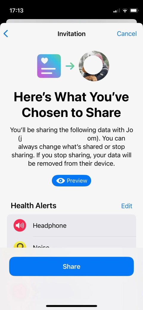 Screenshot of Apple Health Sharing data management screen-1