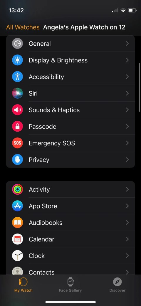 Screenshot of iPhone Watch app Passcode function