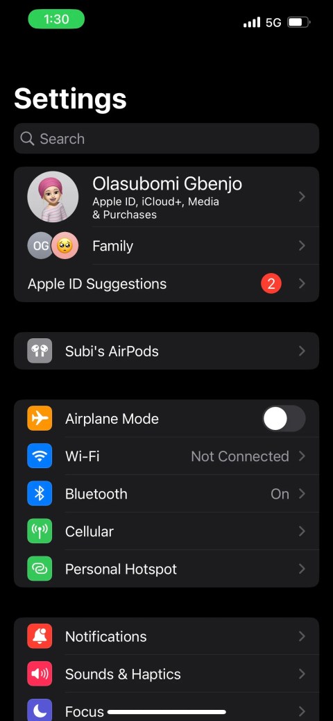 Settings in iOS