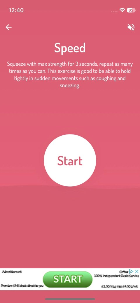 Squeeze Time app - Speed exercises start screen