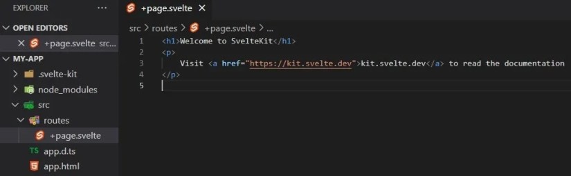 sveltekit root route code inside VScode