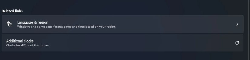 Open Additional Clocks Link Under Related Links in Date and Time Settings