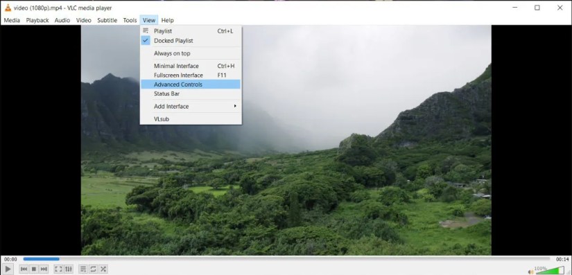 Access advanced control on VLC Media Player