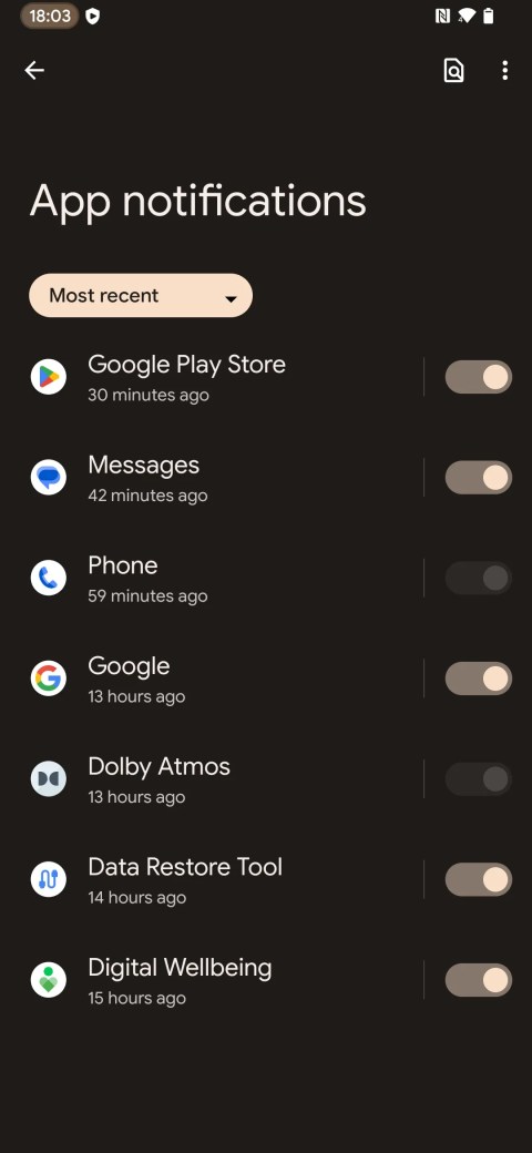 android app notifications settings page