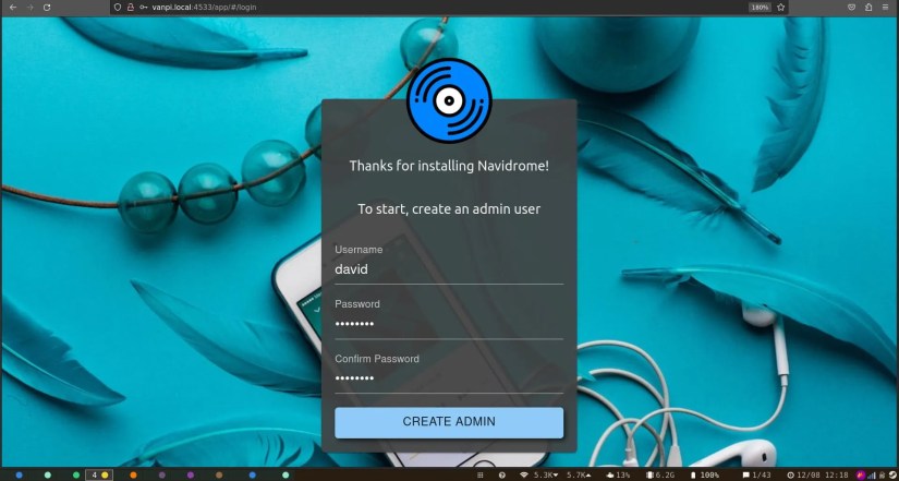 create navidrome admin user