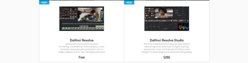 DaVinic Resolve free and studio version download