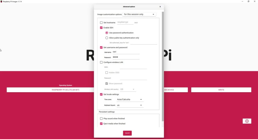 enable ssh and locale settings in flasher tool
