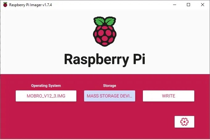 flashing mobro raspberry pi image on raspberrypi SD card using raspberry pi imager