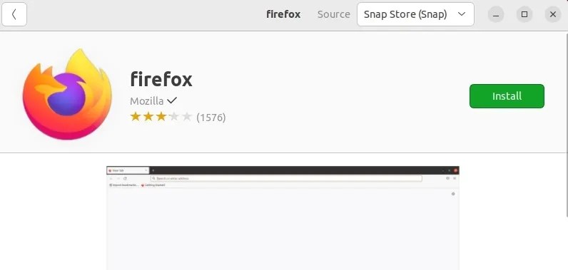 installing firefox via GUI