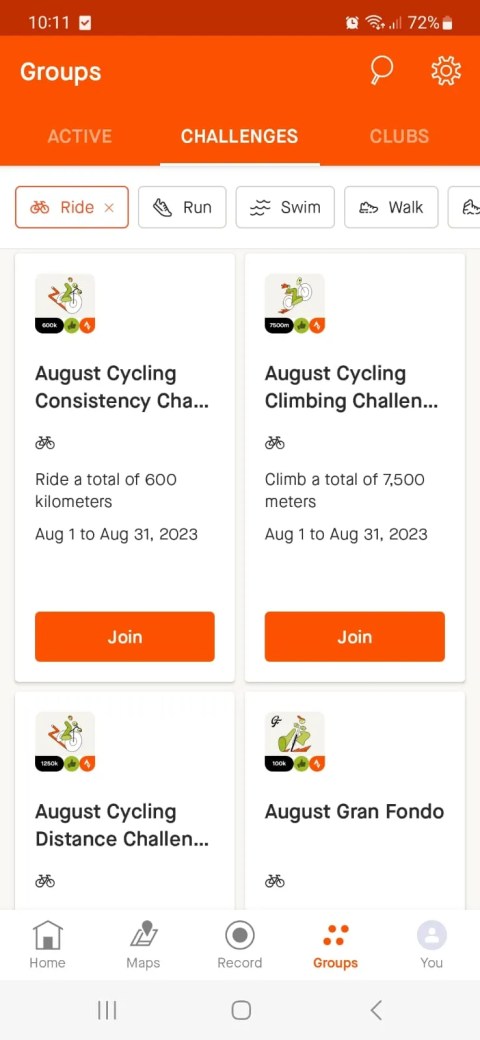 Check out Strava challenges