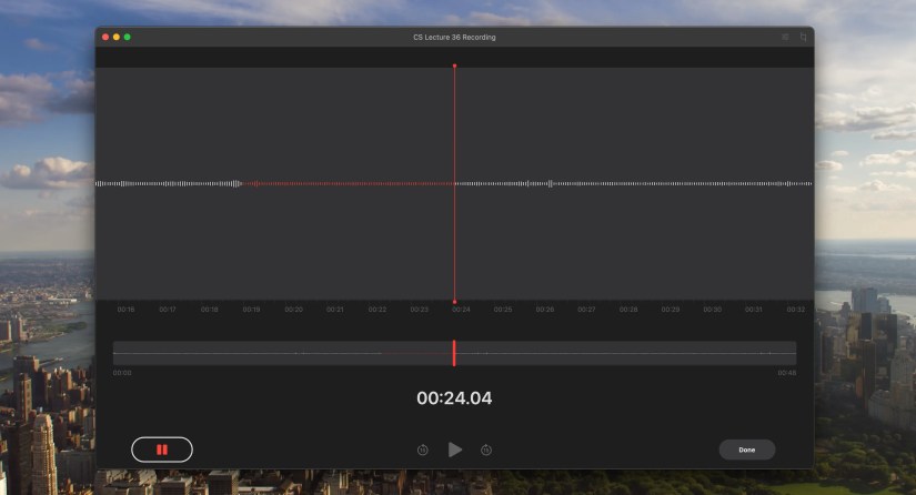 macOS Voice Memos app replacing a pre existing section of a voice note with a new one