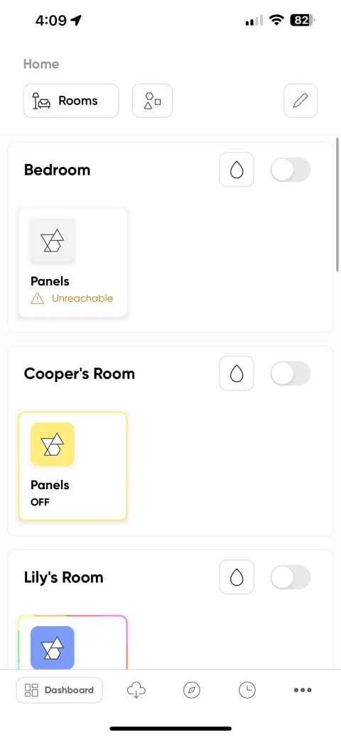 Nanoleaf iOS App Dashboard Screen