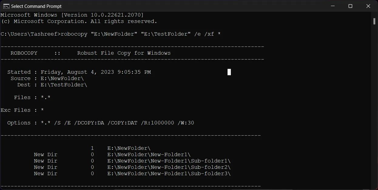 How to Recreate a Folder's Structure Without the Files in Windows