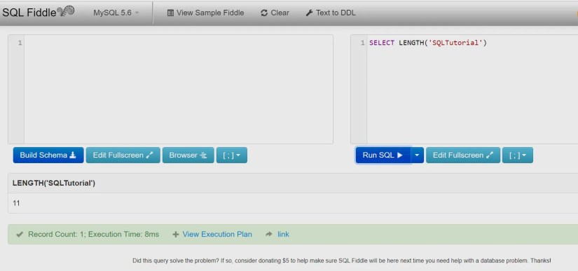 Running queries on SQL fiddle