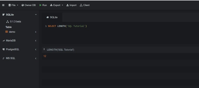 Running queries on SQLite online -1