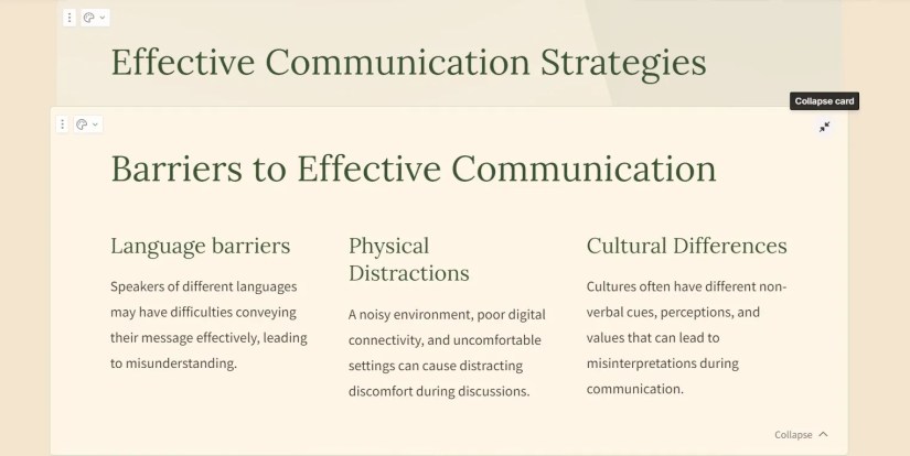 Screenshot Showing a Nested Card in Gamma