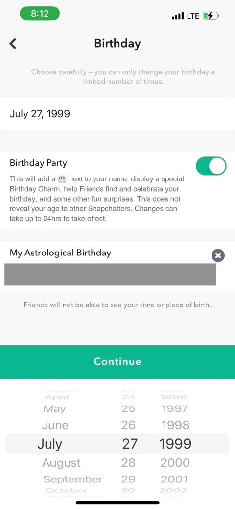 Changing Snapchat Birthday
