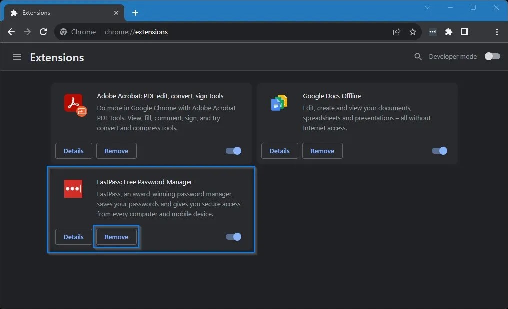 How to Enable or Disable the LastPass Extension in Google Chrome