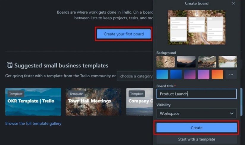 How to create a board from scratch in Trello