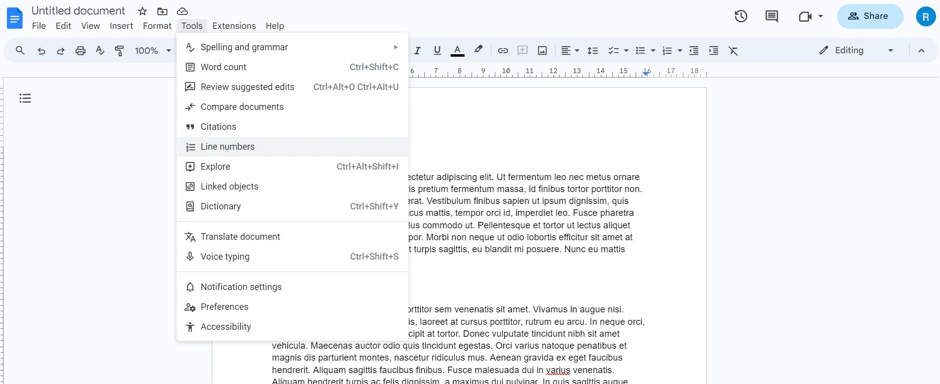 How to Add Line Numbers in Google Docs