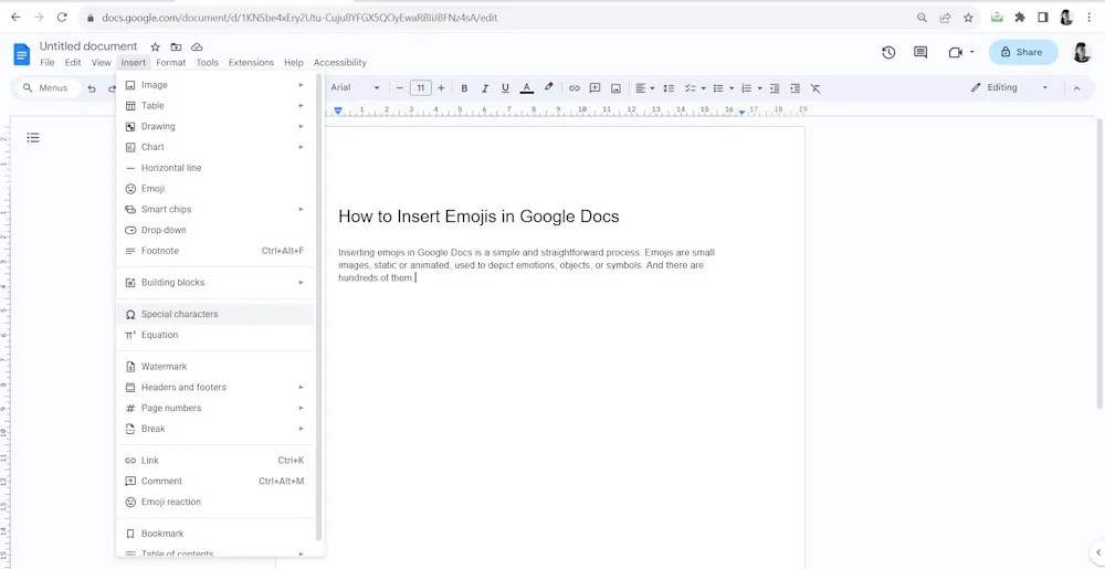 How to Insert Emoji in Google Docs