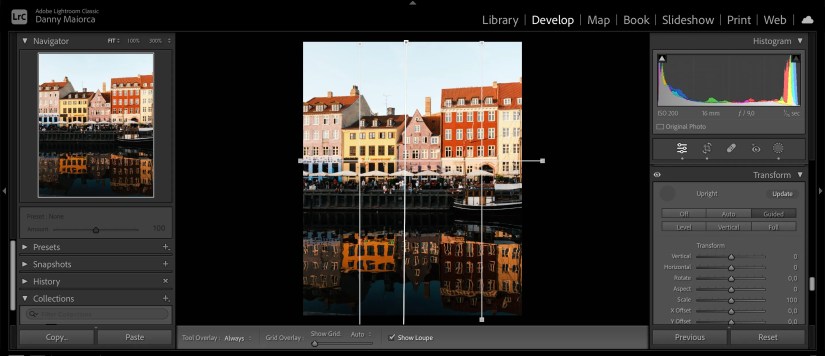 Lightroom Draw Upright Lines Vertically + Horizontally