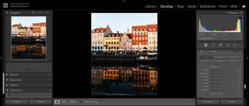 The Vertical Slider being used in Lightroom