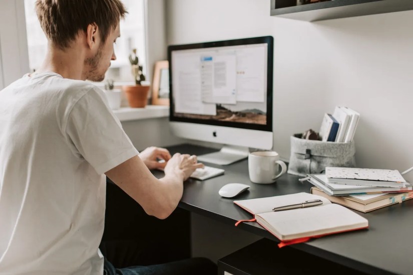Man using computer at a desk