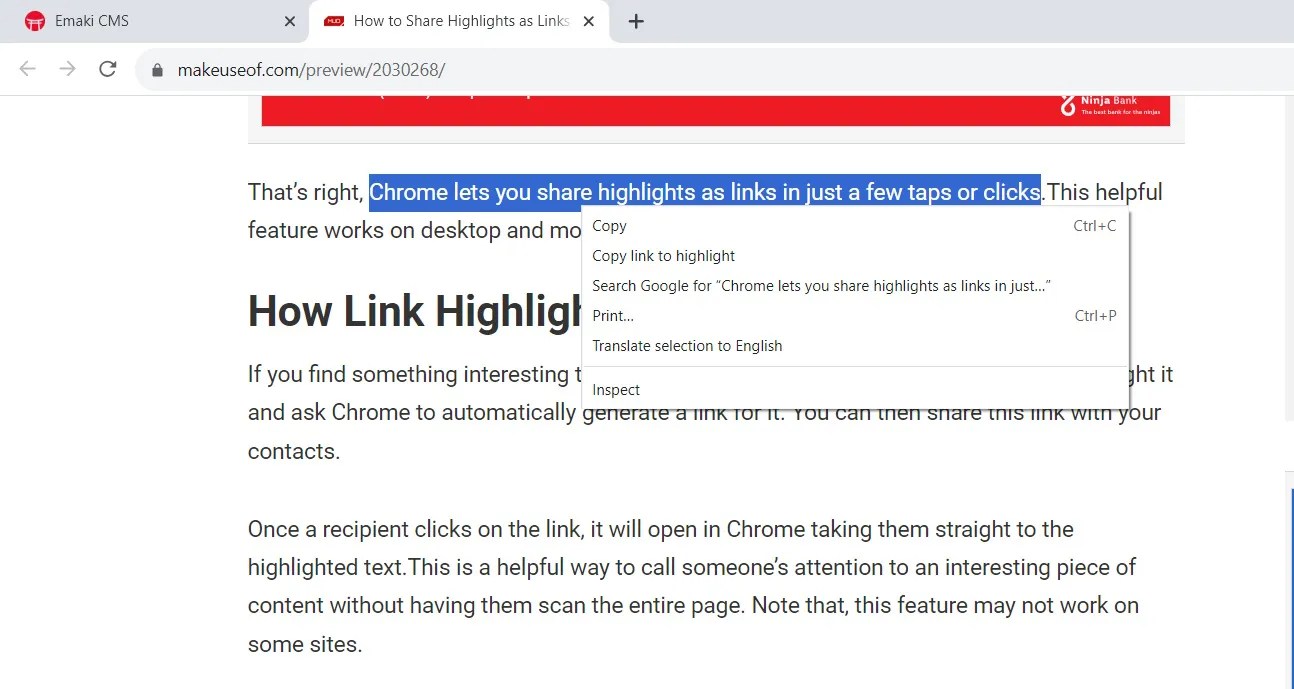 How to Share Highlights as Links on Chrome