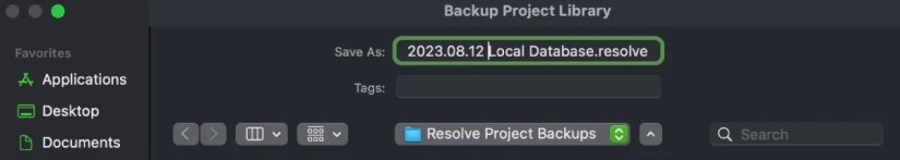 Naming and placing the backup on macOS