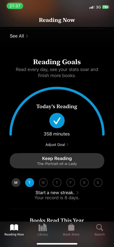 Reading goals in Apple Books iOS