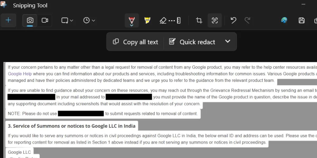 How to Use Text Actions in the Snipping Tool on Windows 11